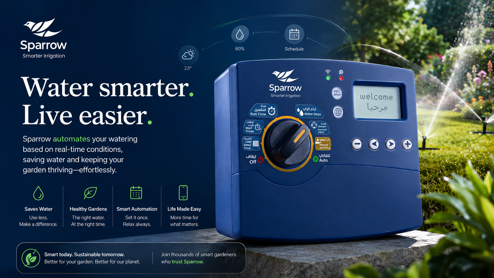 Water smarter, live easier — Sparrow smart irrigation controller
